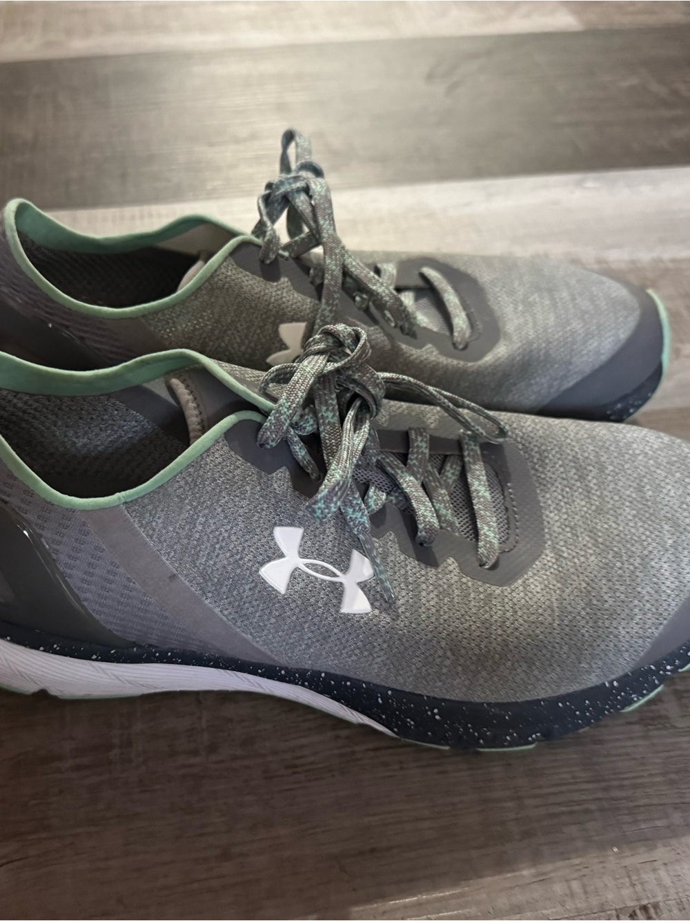 Under Armour Women's Gray Athletic Trainers with Mint Accents